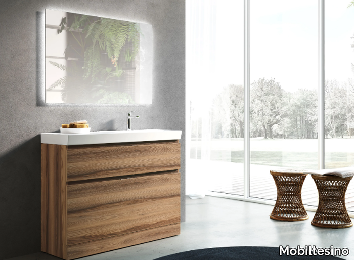 C74 - Floor-standing laminate vanity unit with mirror _ Mobiltesino