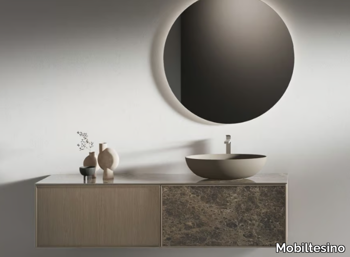 D11 - Wall-mounted porcelain stoneware vanity unit with drawers _ Mobiltesino