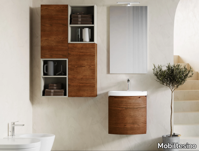 E56 - Wall-mounted ash vanity unit with doors _ Mobiltesino