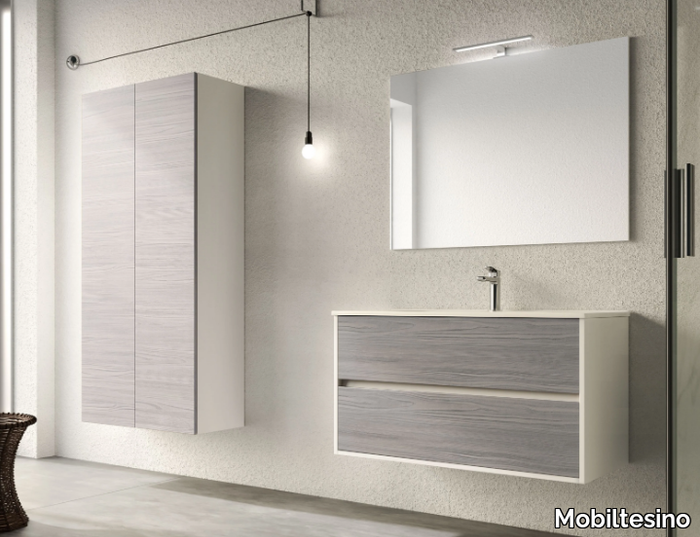 K90 - Wall-mounted laminate vanity unit with drawers _ Mobiltesino