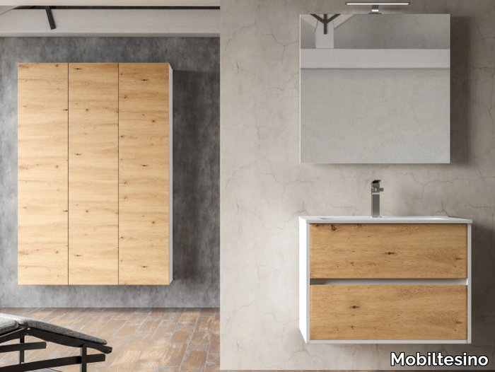 K92 - Wall-mounted laminate vanity unit with drawers _ Mobiltesino