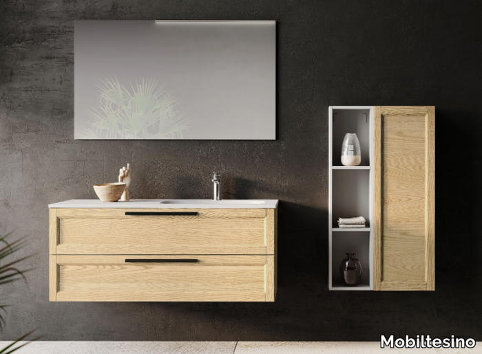 R17 - Wall-mounted ash vanity unit with drawers _ Mobiltesino