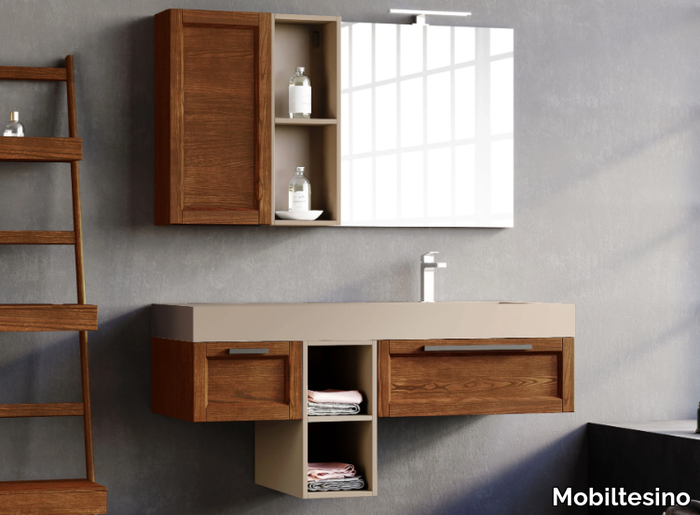 R21 - Wall-mounted ash vanity unit with drawers _ Mobiltesino