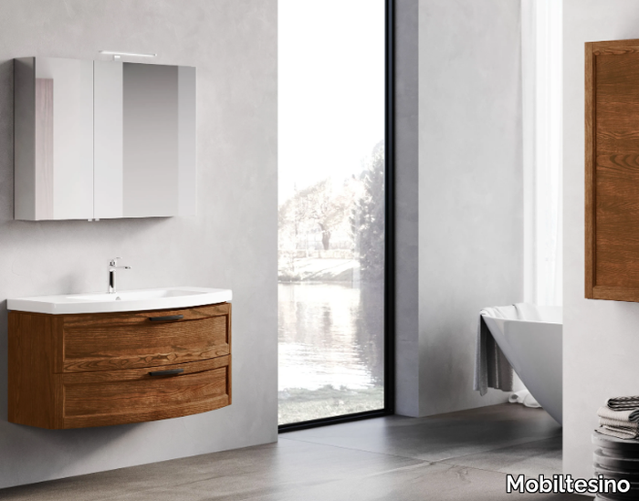 T63 - Wall-mounted ash vanity unit with drawers _ Mobiltesino