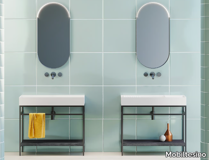 UR41 - Aluminium and wood console sink _ Mobiltesino