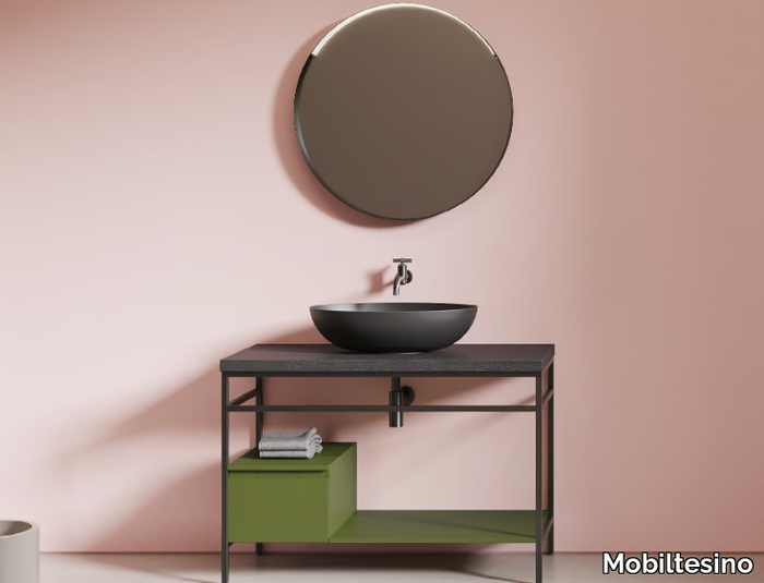 UR44 - Aluminium and wood console sink _ Mobiltesino