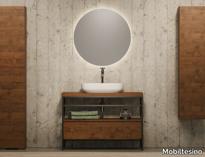 UR46 - Aluminium and wood console sink _ Mobiltesino