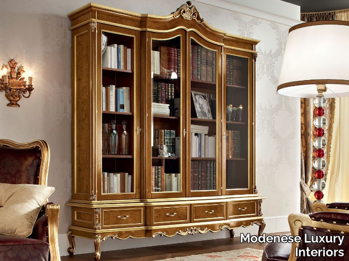 12301 - Solid wood bookcase with drawers _ Modenese Luxury Interiors