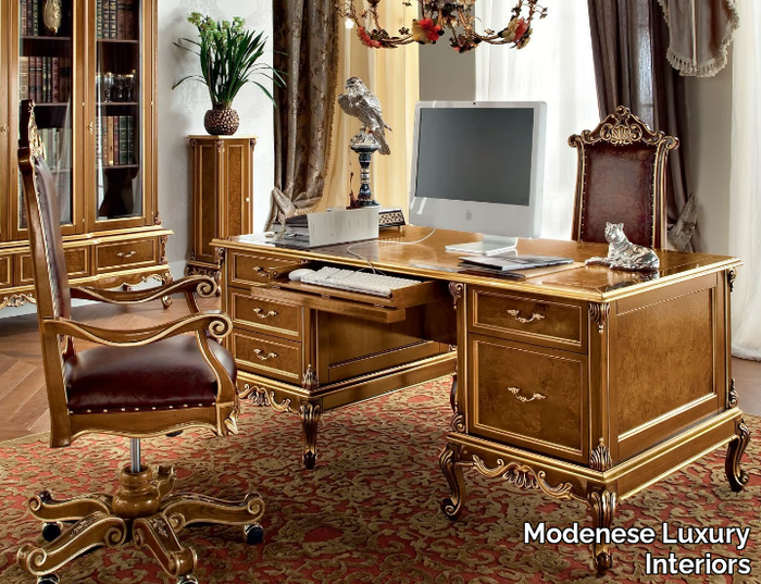 12303 - Rectangular solid wood office desk with drawers _ Modenese Luxury Interiors