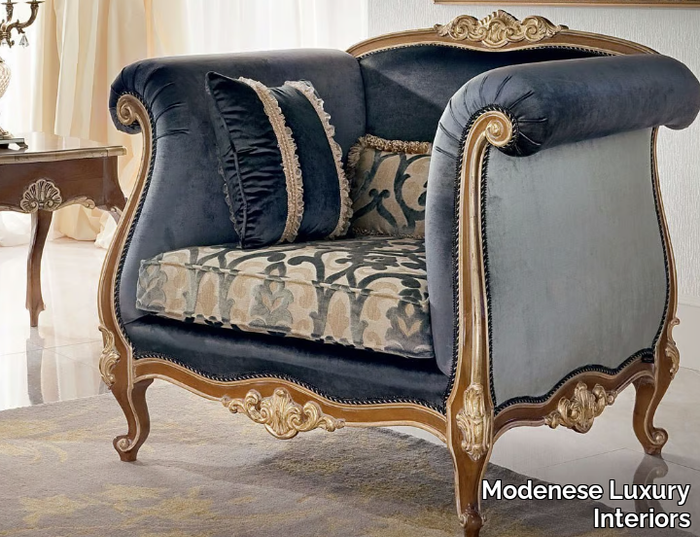 13417 - Upholstered fabric armchair with armrests _ Modenese Luxury Interiors