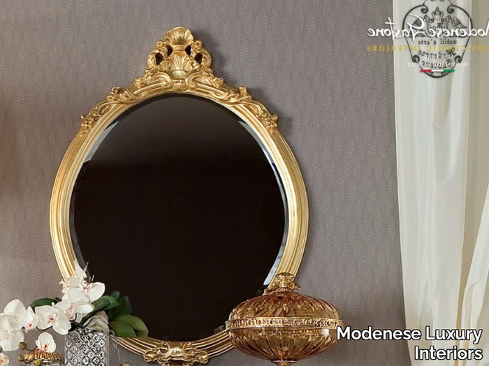 13684 - Oval wall-mounted framed mirror _ Modenese Luxury Interiors