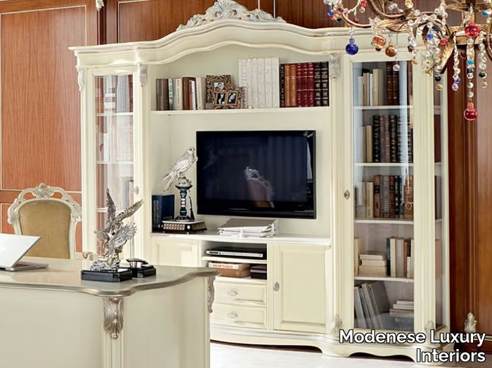 13301 - Open freestanding bookcase with TV stand _ Modenese Luxury Interiors