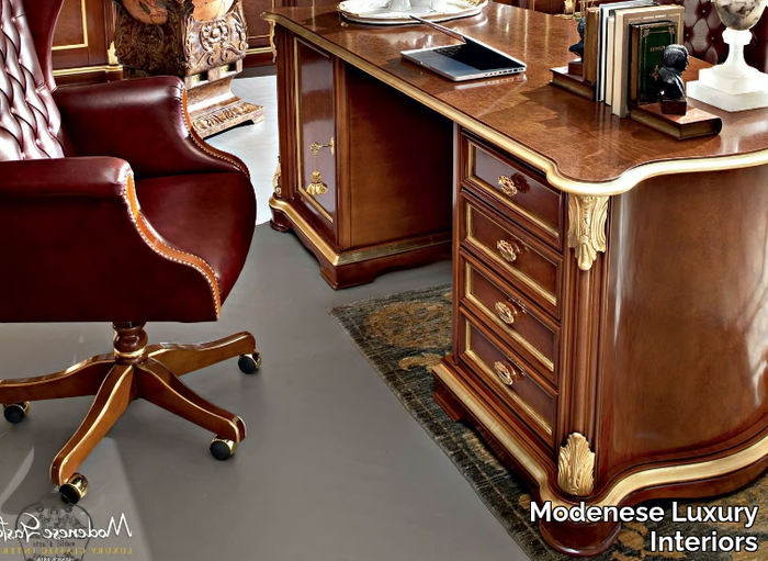 13302 - Rectangular wooden writing desk with drawers _ Modenese Luxury Interiors