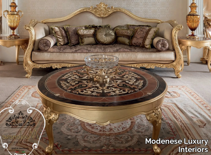 15673 - Low round wooden coffee table _ Modenese Luxury Interiors