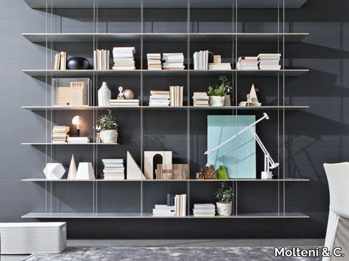 GRADUATE - Floating steel and wood bookcase _ Molteni & C.