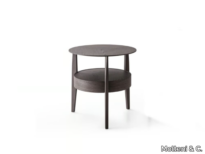 WHEN - Round solid wood bedside table with drawers _ Molteni & C.