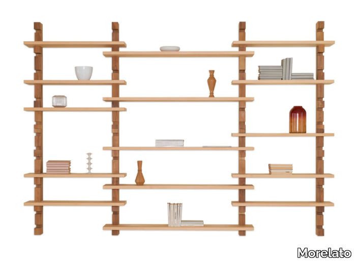 SHARK - Open sectional solid wood bookcase _ Morelato