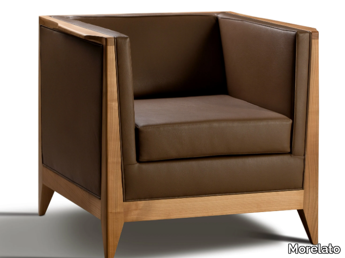 TORINO - Leather armchair with armrests _ Morelato