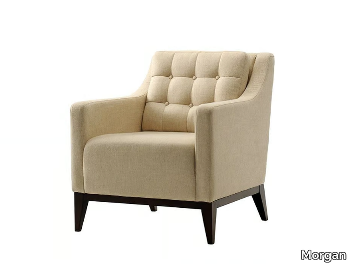 HAMPTON - Tufted fabric armchair with armrests _ Morgan