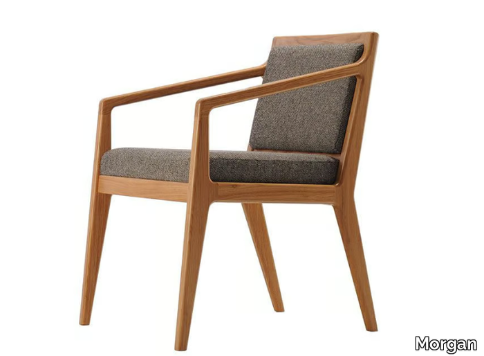 OSLO - Wooden chair with armrests with integrated cushion _ Morgan