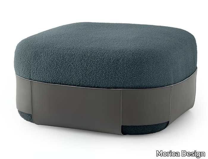 SUMO - Upholstered bouclé fabric pouf with integrated magazine rack _ Morica Design