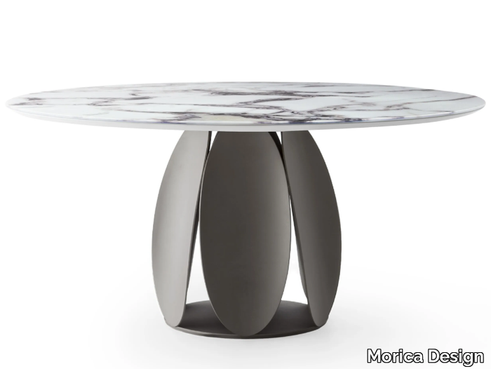 TULIPANO - Tempered glass dining table with metal base _ Morica Design