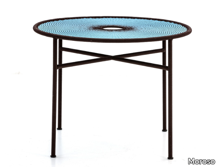 BANJOOLI - Steel and colored polyethylene threads handwoven table _ Moroso