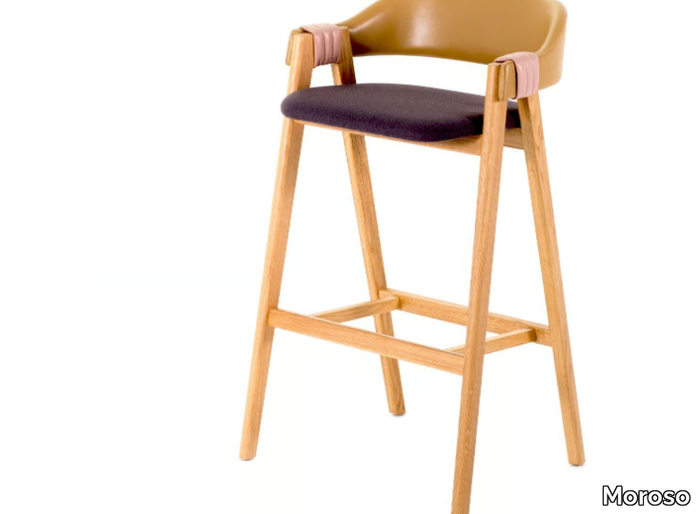 MATHILDA - Wooden stool with back _ Moroso