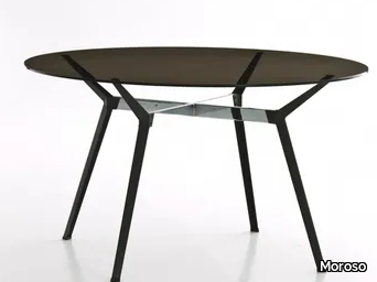 PYLON - Round crystal and steel table _ Moroso