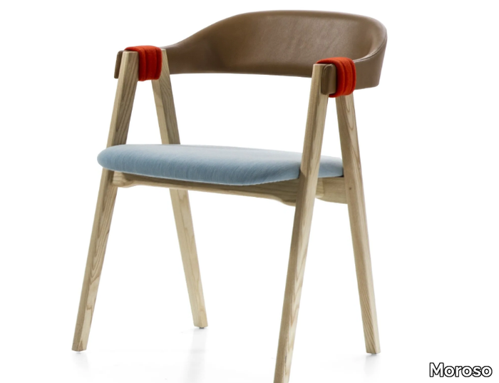 MATHILDA - Stackable wooden chair with armrests _ Moroso