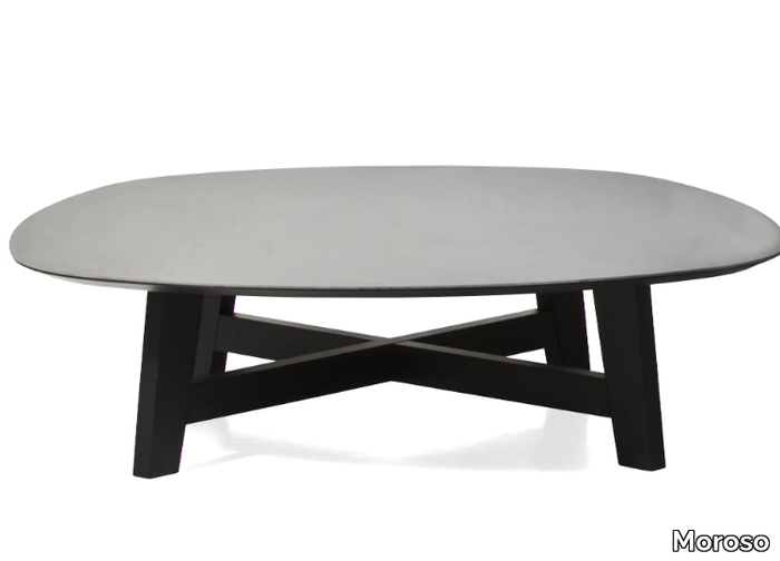 PHOENIX - Oval Laminam® or Alpi® coffee table with wooden base _ Moroso