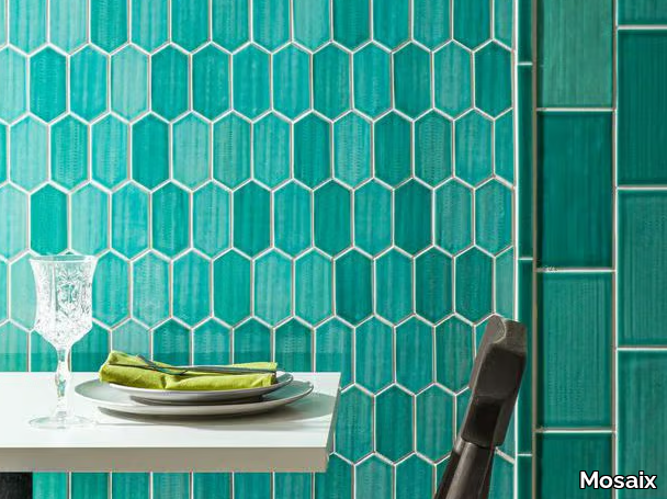 JAPAN HEXAGON LONG GREEN - Ceramic mosaic _ Mosaix