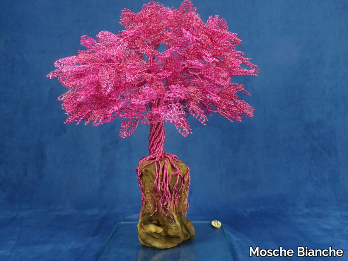 PINK CURLS - Aluminium and olive wood sculpture _ Mosche Bianche