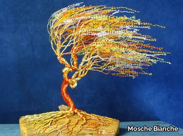 YELLOW THUNDER - Aluminium and chestnut wood sculpture _ Mosche Bianche