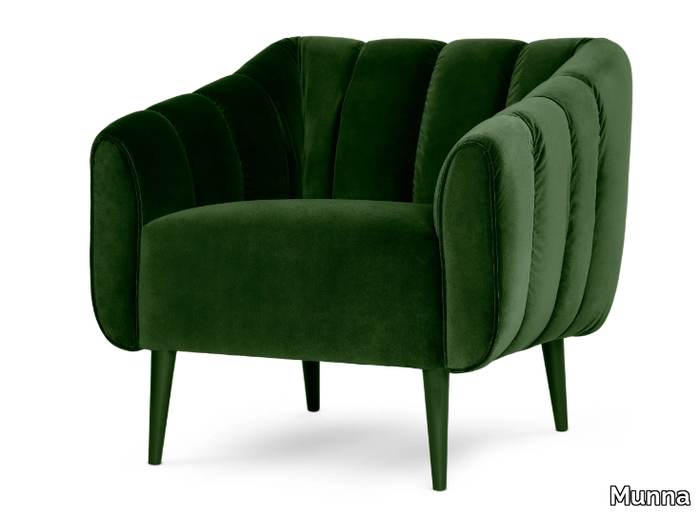 HOUSTON - Upholstered velvet armchair with armrests _ Munna