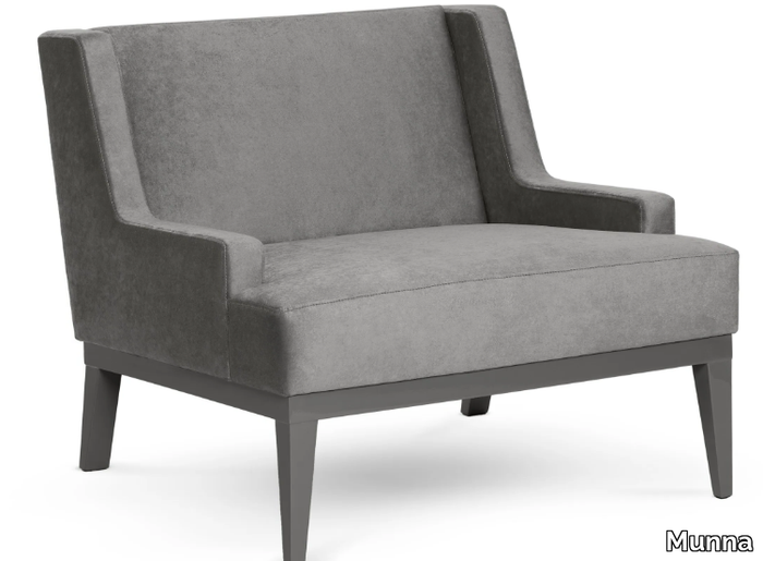 PRIVATE - Upholstered velvet armchair with armrests _ Munna