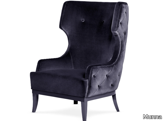 SOFT AND CREAMY - Tufted velvet armchair with armrests _ Munna