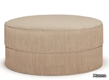 FRINGES - Upholstered round velvet pouf _ Munna