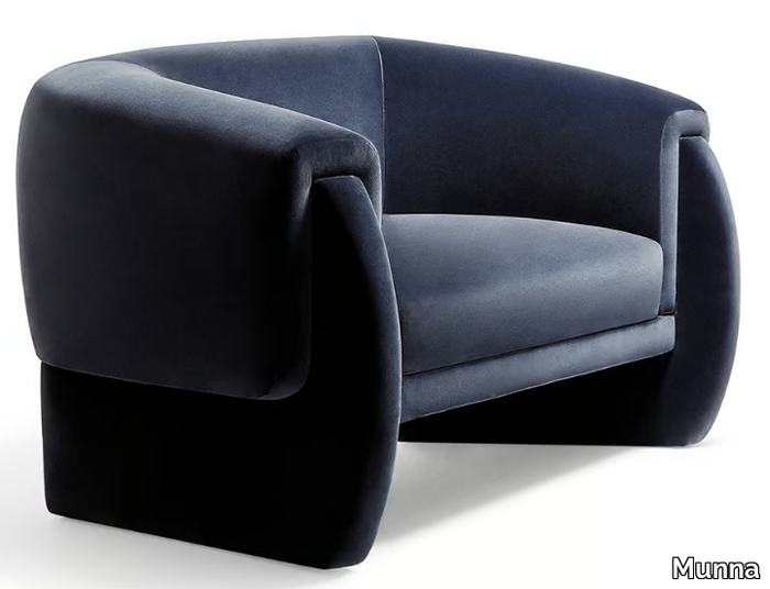 LUKE - Upholstered velvet armchair with armrests _ Munna