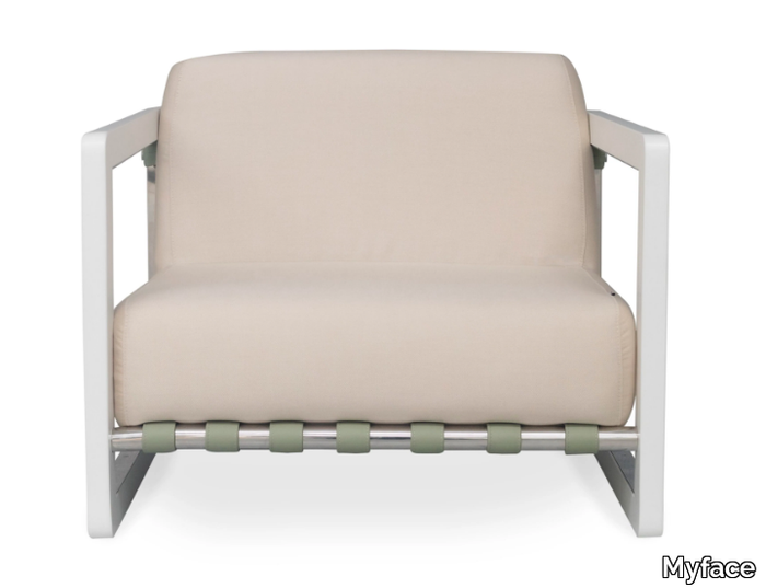 SACCU - Fabric garden armchair with armrests _ Myface