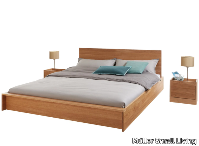 FLAI - English oak double bed with headboard _ Müller Small Living