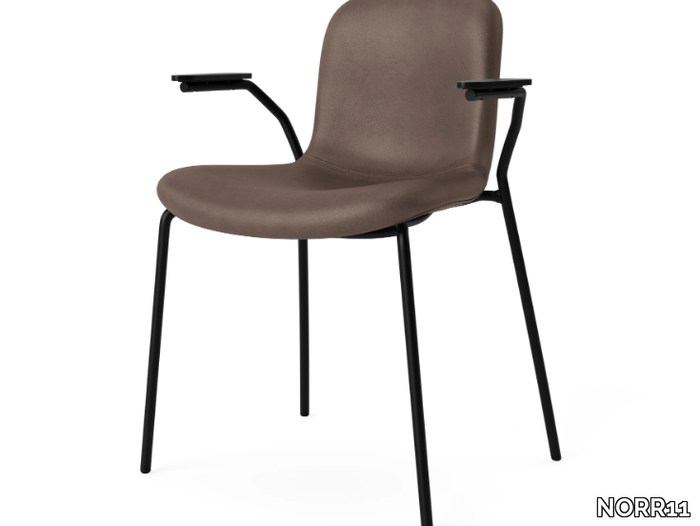 LANGUE STACK SOFT - Stackable leather chair with armrests _ NORR11