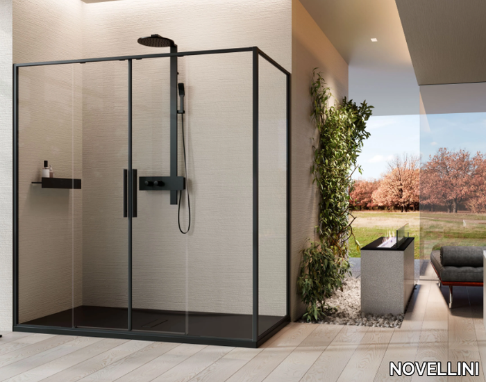 RIGA 2A - Glass and aluminium shower cabin with sliding door _ NOVELLINI