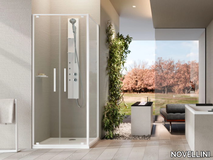 RIGA 2B - Glass and aluminium shower cabin with hinged door _ NOVELLINI