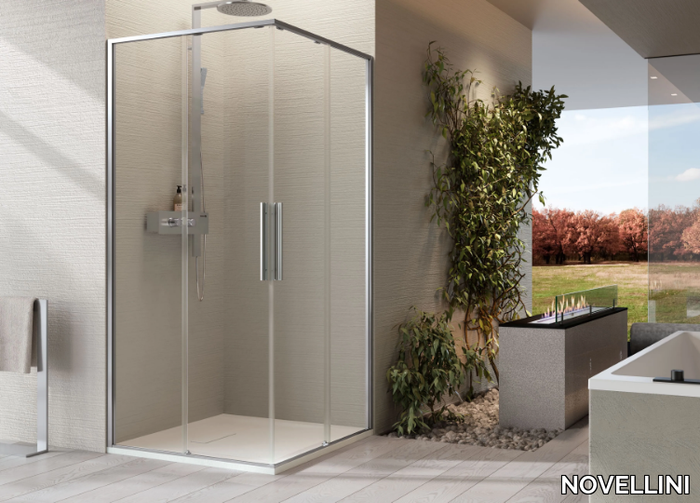 RIGA A - Corner glass and aluminium shower cabin _ NOVELLINI