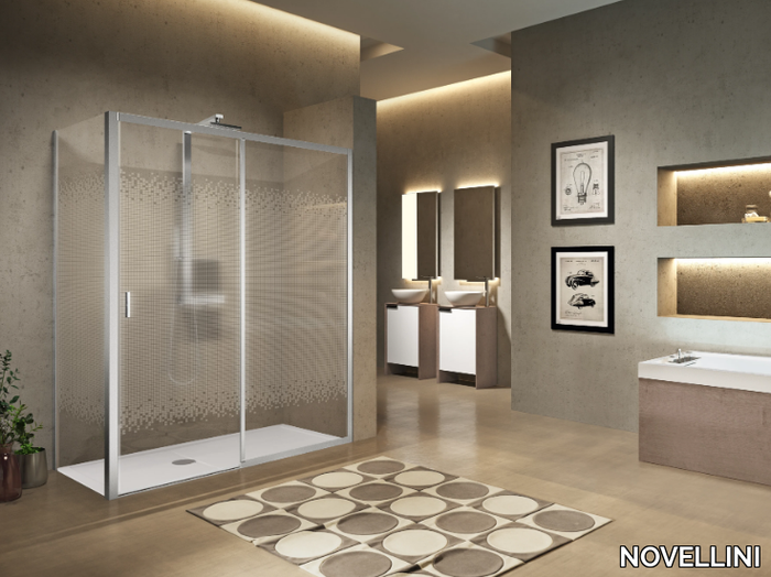 LUNES 2PH - Corner shower cabin with sliding door _ NOVELLINI