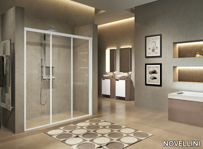 LUNES 3P - Niche shower cabin with sliding door _ NOVELLINI