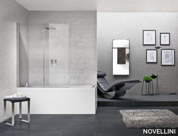 YOUNG 1BSV - Glass and aluminium bathtub wall panel _ NOVELLINI