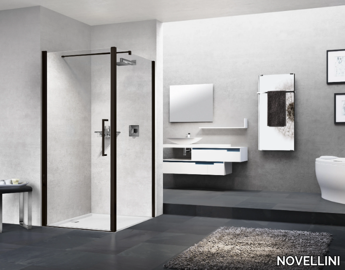 YOUNG 1B - Corner shower cabin with hinged door _ NOVELLINI