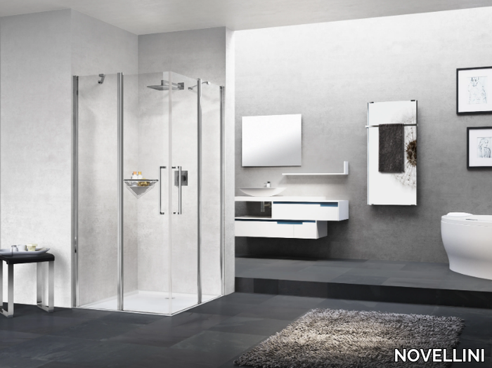 YOUNG A - Corner shower cabin with hinged door _ NOVELLINI